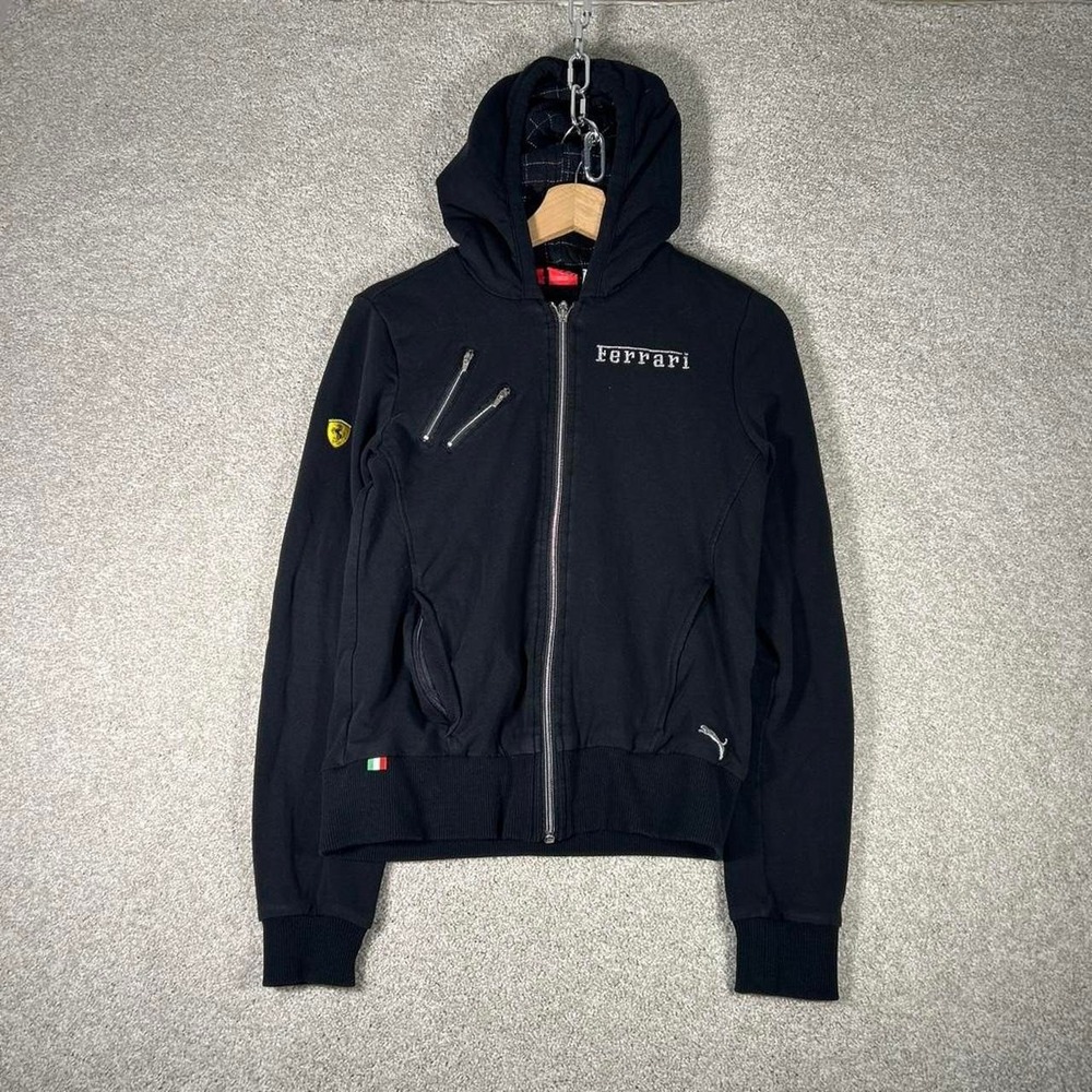 Women's Ferrari Puma black zip up racing hoodie sweatshirt Size M